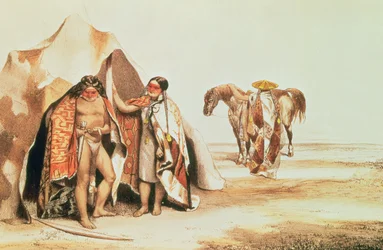 Patagonische Indianer, graviert von Emile Lassalle, um 1830